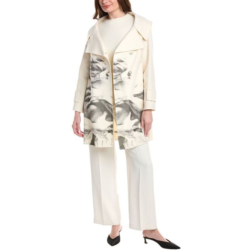 Valentino Womens Wool & Cashmere-Blend Coat, White